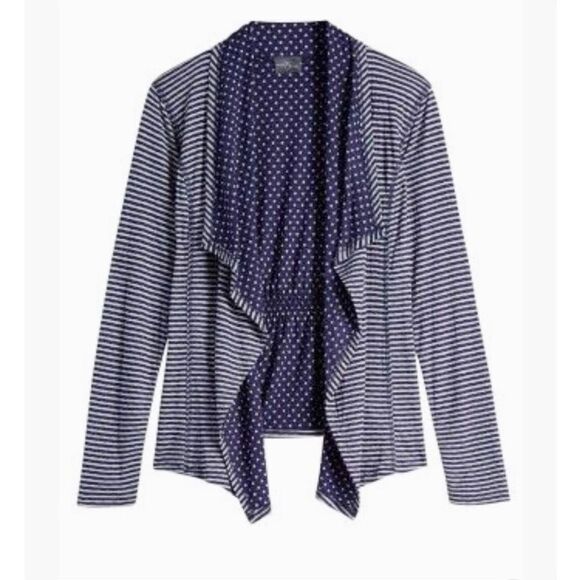 MARKET & SPRUCE Margerie Draped Striped Polka Dot Cardigan S - Picture 1 of 10